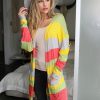 Striped Knit Cardigan: Lightweight Long Sleeve Color Block